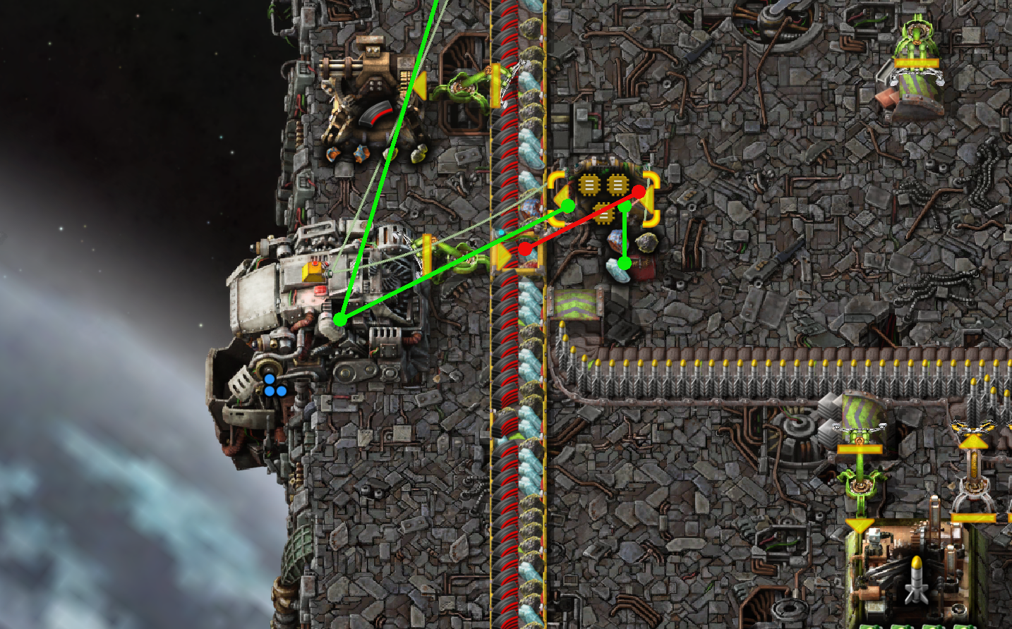 Factorio: Controlling Space Ship collector filters via circuit logic